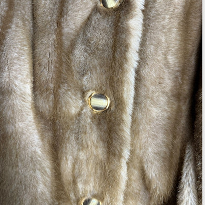 Elegant Tan Simulation Fur Coat - Neutral - Date Night - Formal - Size L