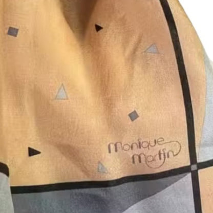 Monique Martins - Chic Peach and Gray Women's Silk Scarf