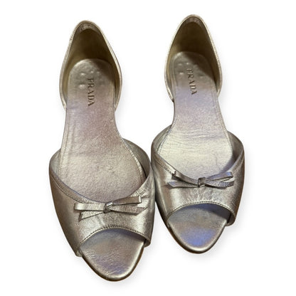 Prada Women's Metallic Silver Flats