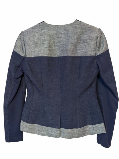 BCBG Two-Tone Navy and Gray Open-Front Knit Blazer - Workwear - Size XS