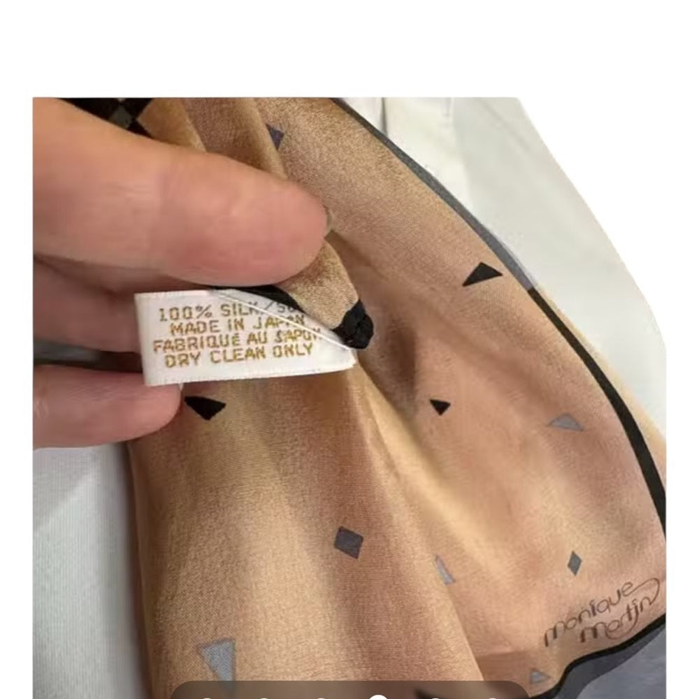 Monique Martins - Chic Peach and Gray Women's Silk Scarf