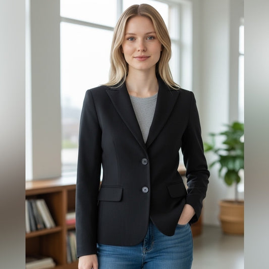 Isaac Mizrahi Black Women's Blazer - Elevated Office Workwear, Chic - Size 10