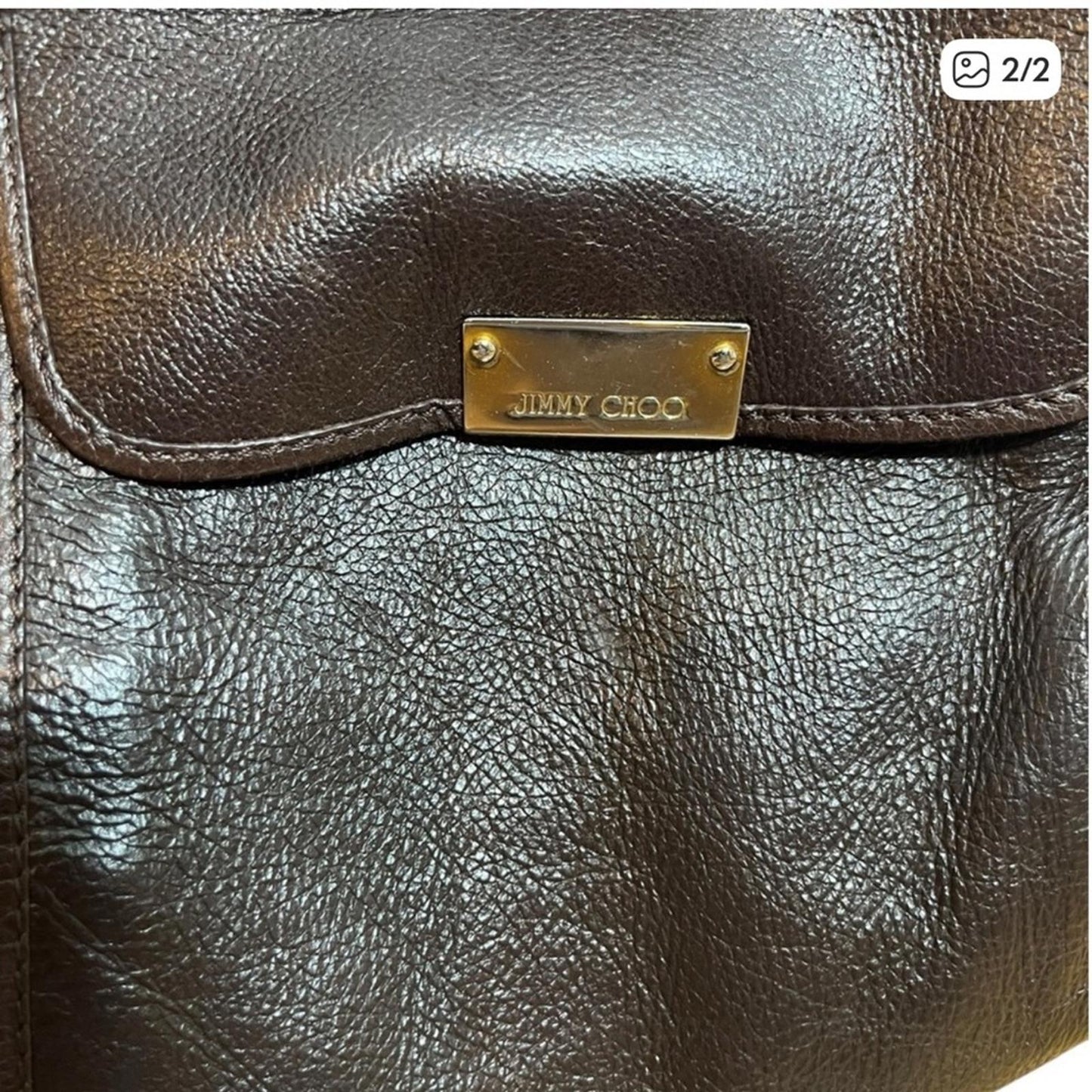 Jimmy Choo Dark Brown Leather Shoulder Bag