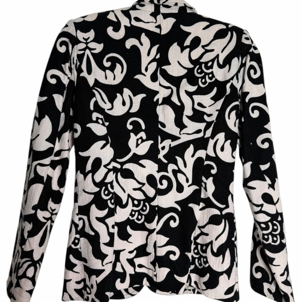 Edina Ronay London - Chic Monochrome Floral Blazer - Polished Office - Size 6
