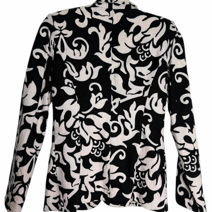 Edina Ronay London - Chic Monochrome Floral Blazer - Polished Office - Size 6