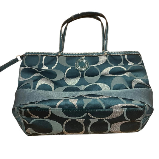 Coach - Blue and Silver Bag - Small Canvas - 14 inch length and 9 inches height