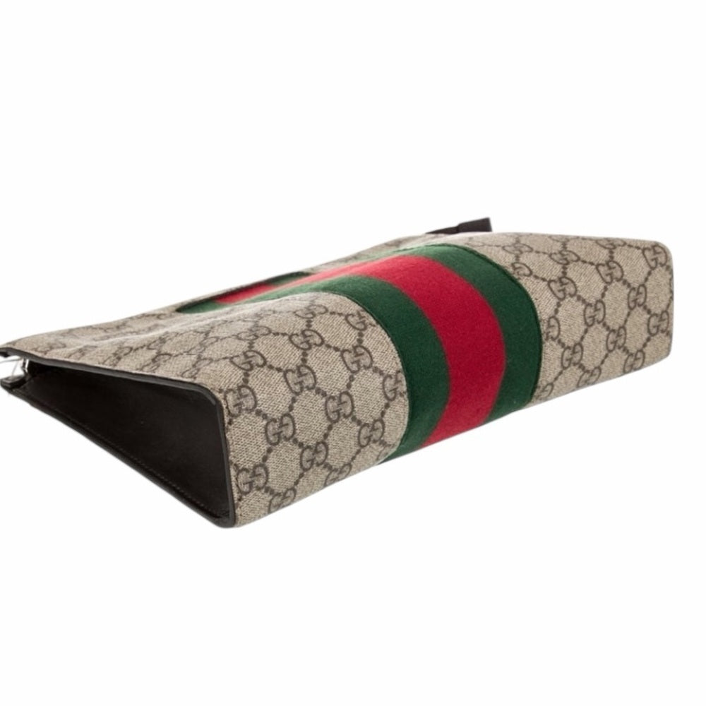 Gucci Beige Toiletry Bag with Red and Green Stripe