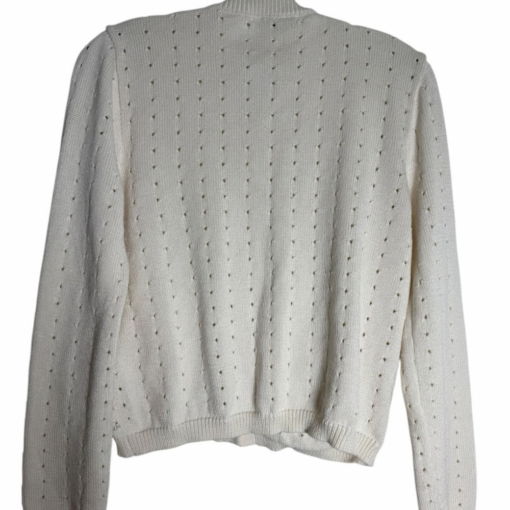 Black Tape Cream Star Button Cardigan - Casual Date- Size M