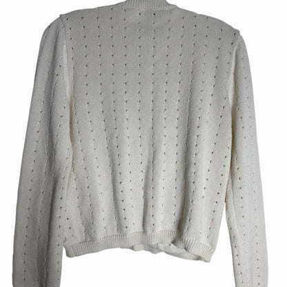 Black Tape Cream Star Button Cardigan - Casual Date- Size M