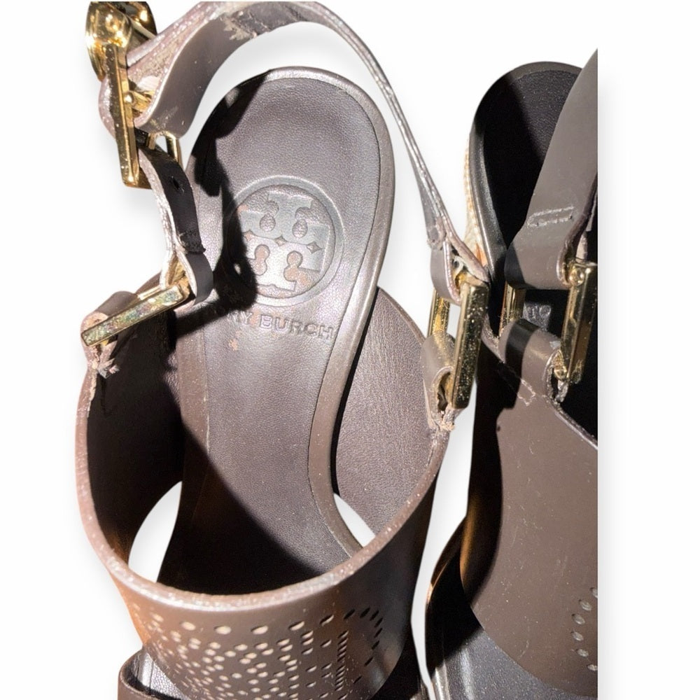 Tory Burch Black and Gold Women's Heels