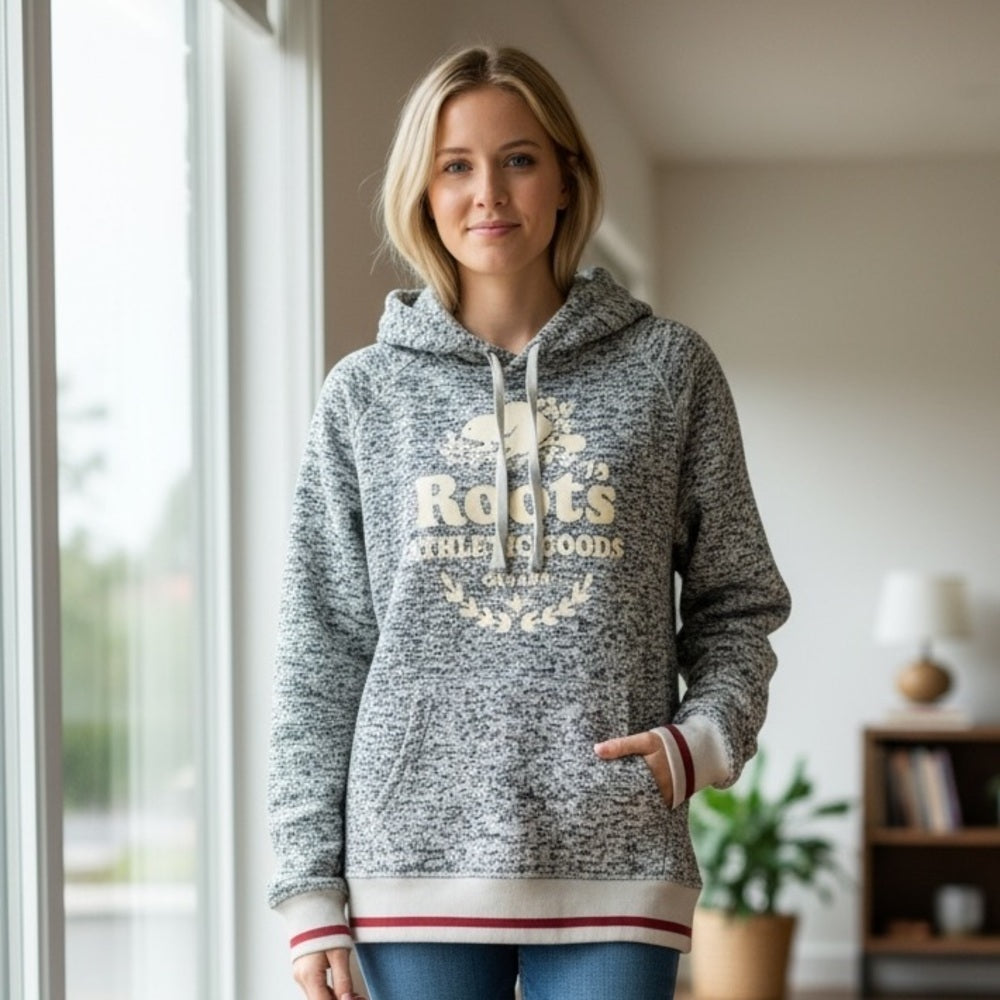 Roots Women's Black and White Hoodie - Casual Wear - Size M