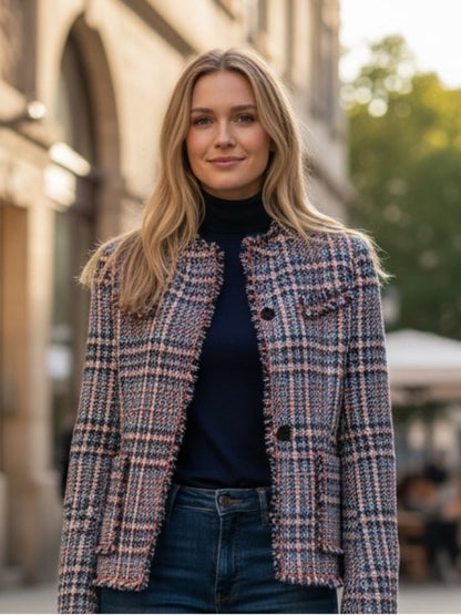 Gerry Weber Pink and Navy Tweed Jacket