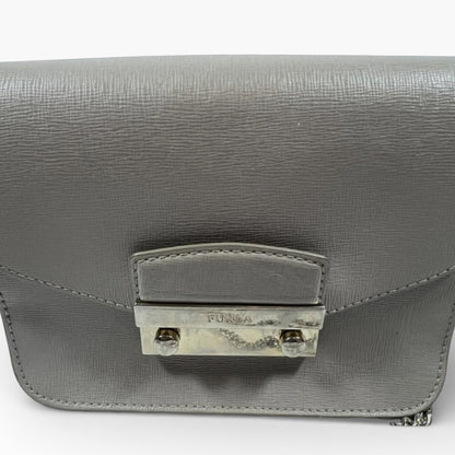 Furla Taupe Crossbody Bag with Silver Chain