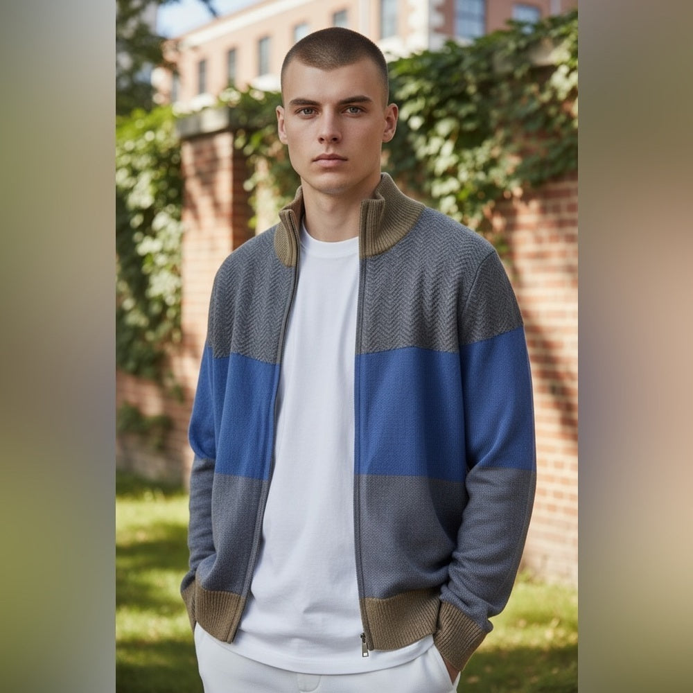 Banana Republic Men's Multicolor Zip-Up Sweater - Medium