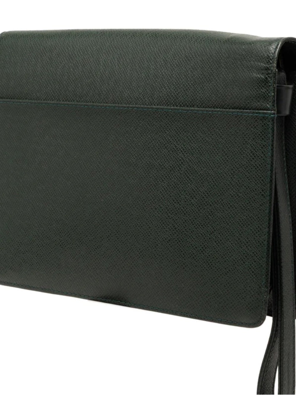 Louis Vuitton Green Leather Wristlet Clutch with Gold Lock