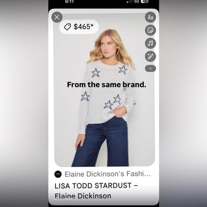 Lisa Todd Navy Sweater with Vibrant Stars
