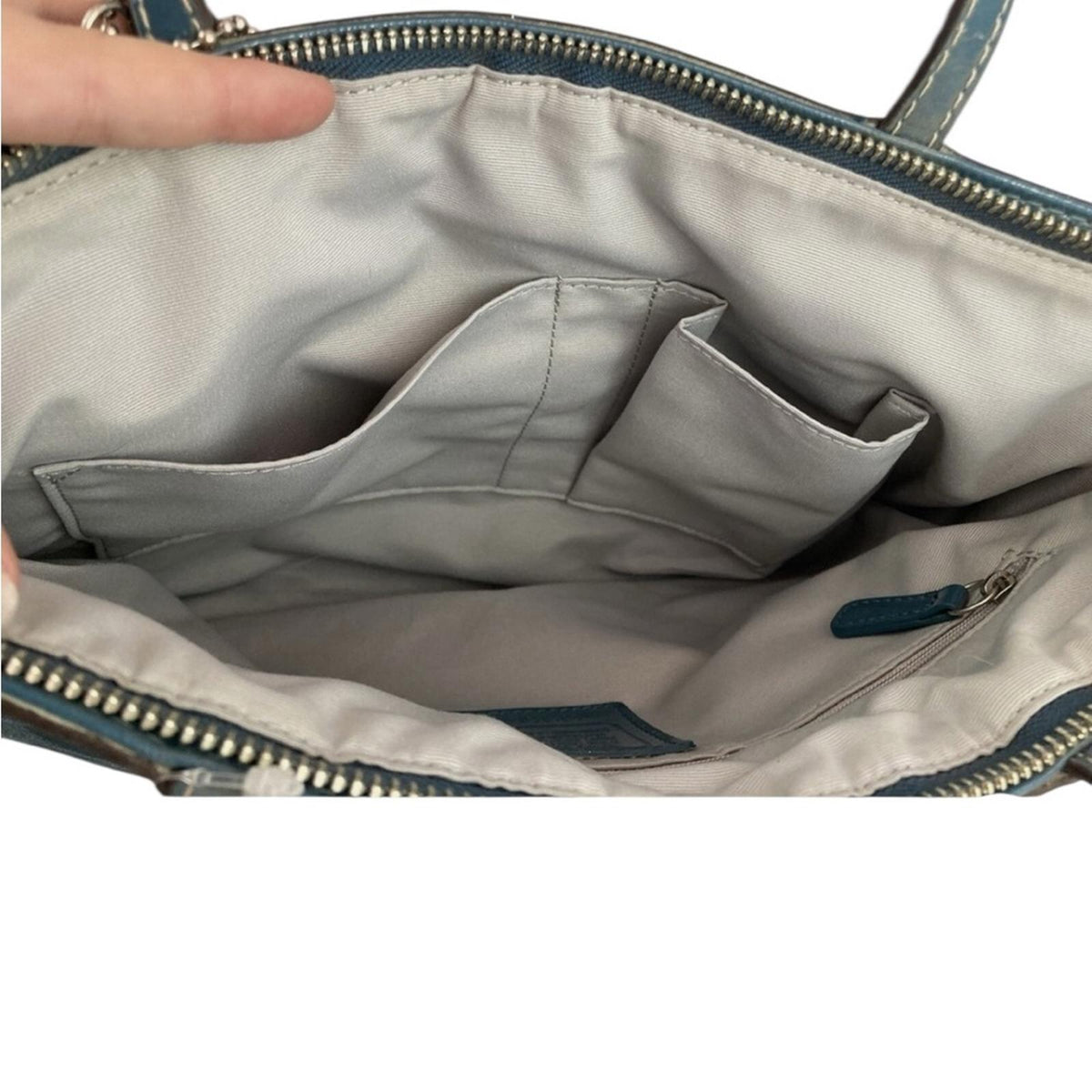 Coach - Blue and Silver Bag - Small Canvas - 14 inch length and 9 inches height