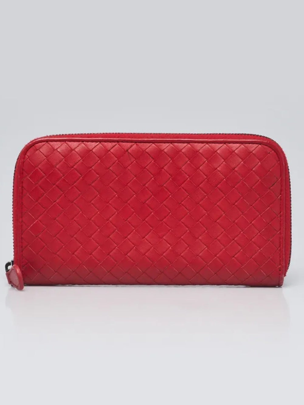 Bottega Veneta Red Leather Zip Wallet