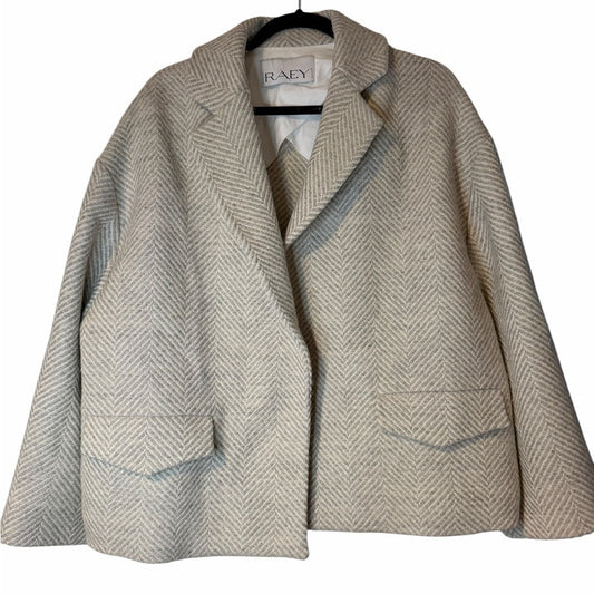 Raey - Designer Chic Women's Gray Herringbone Coat - Elegant Office Wear Size 10