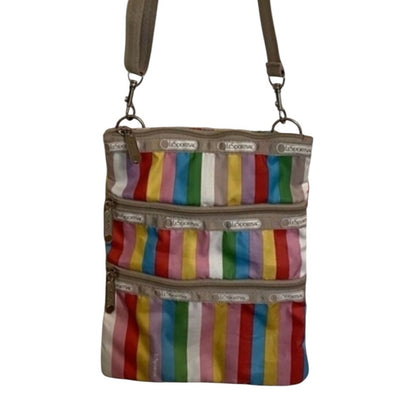 Lesportsac Rainbow Stripe Mini Crossbody in Red, Pink, Yellow, Blue