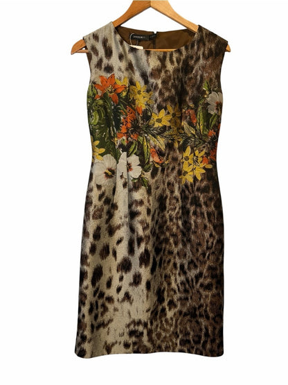 Lafayette 148 New York Leopard Midi Dress with Floral Waistband