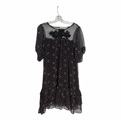 Elegant Black Floral Mini Dress - Size M