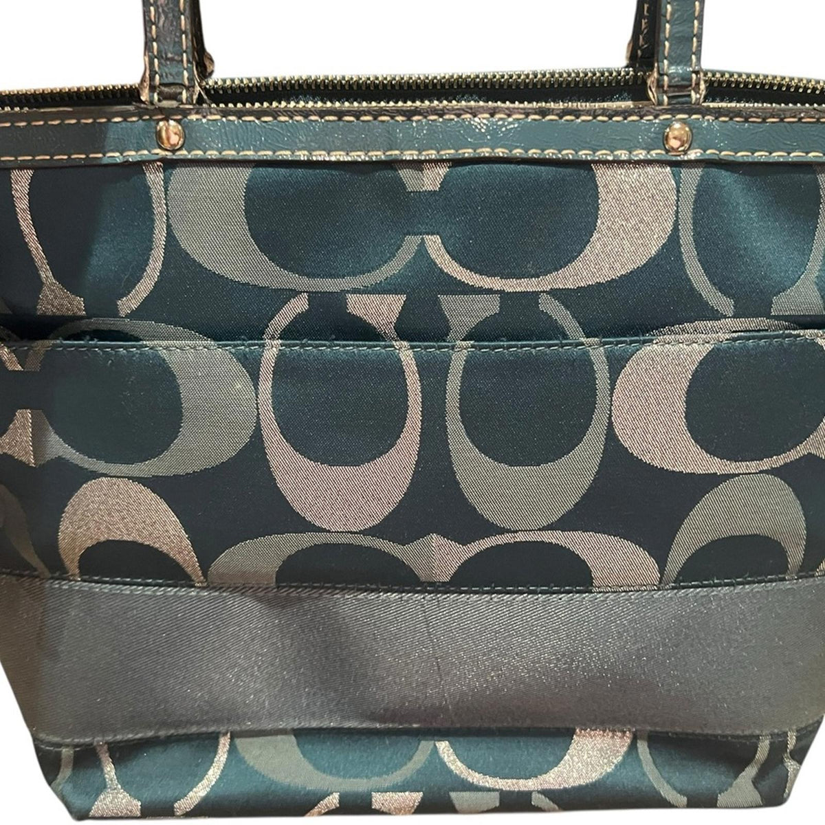 Coach - Blue and Silver Bag - Small Canvas - 14 inch length and 9 inches height