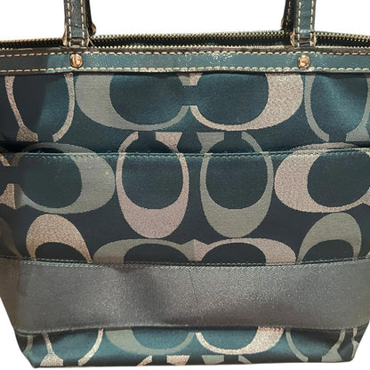 Coach - Blue and Silver Bag - Small Canvas - 14 inch length and 9 inches height