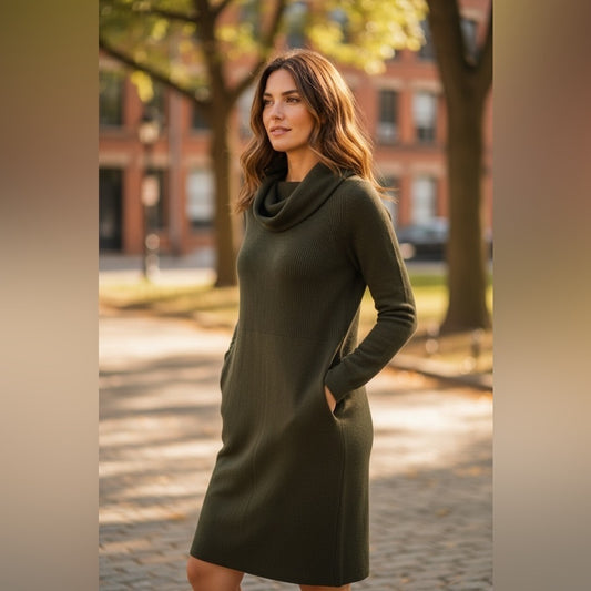 Paul costelloe - Olive Cowl Neck Sweater - XL - cozy chic - lounge