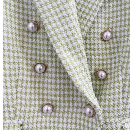 House of Harlow 1960 Lime Houndstooth Blazer, Office Chic Sophisticated - Size M