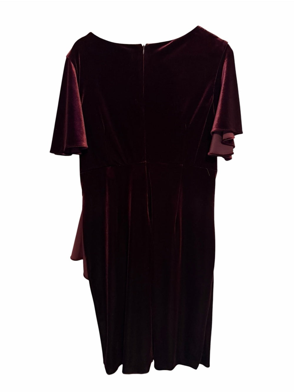SLNY Burgundy Velvet Wrap Midi Dress
