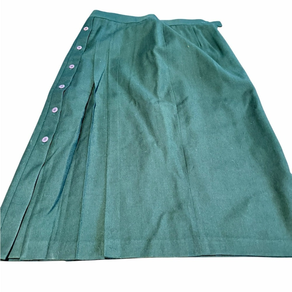 Allure Dark Green Midi Skirt - Vintage - Casual - Office Wear - Size M