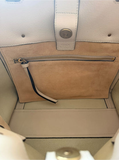 Chloe Cream Leather Fringe Tote with Gold Hardware