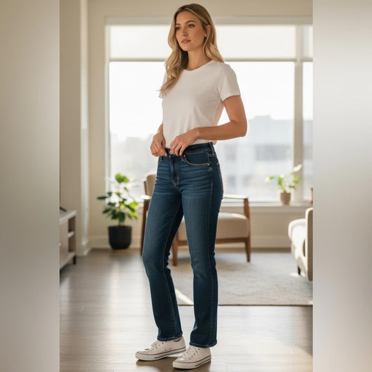 Veronica Beard Dark Blue Straight Leg Jeans