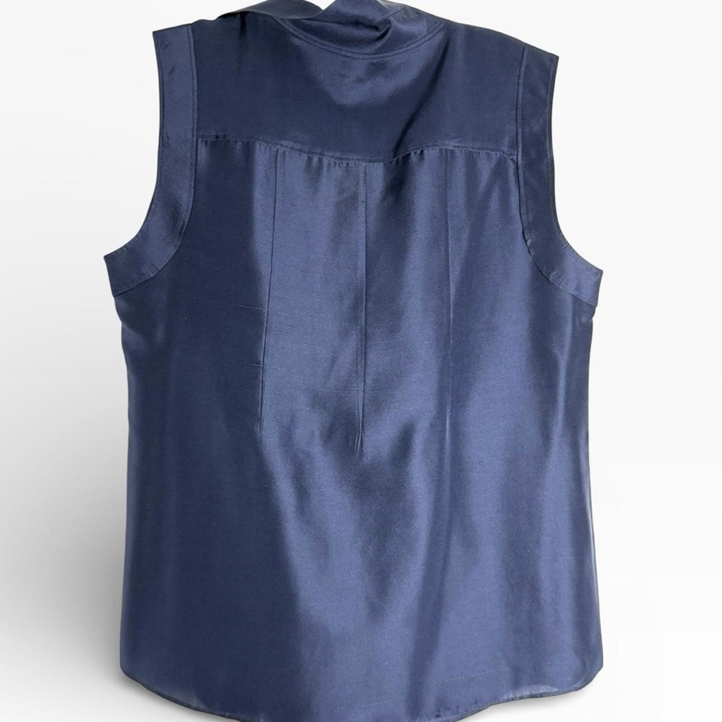 Oscar de la Renta Silk Midnight Blue Blouse - Size 14